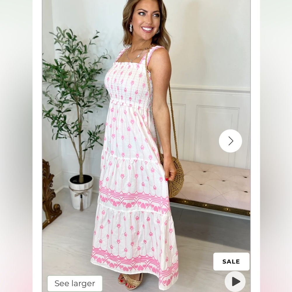 Heart Embroidered Maxi Dress - NWT